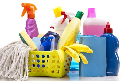 Professional carpet cleaning process in a home interior